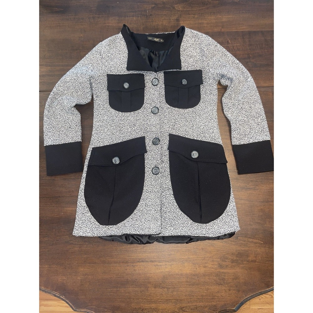 Bebe Plus Black And White Double Lined Coat - Size Medium